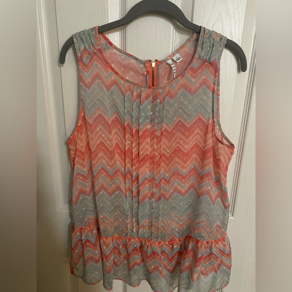 Blue and Orange sleeveless top by Elle